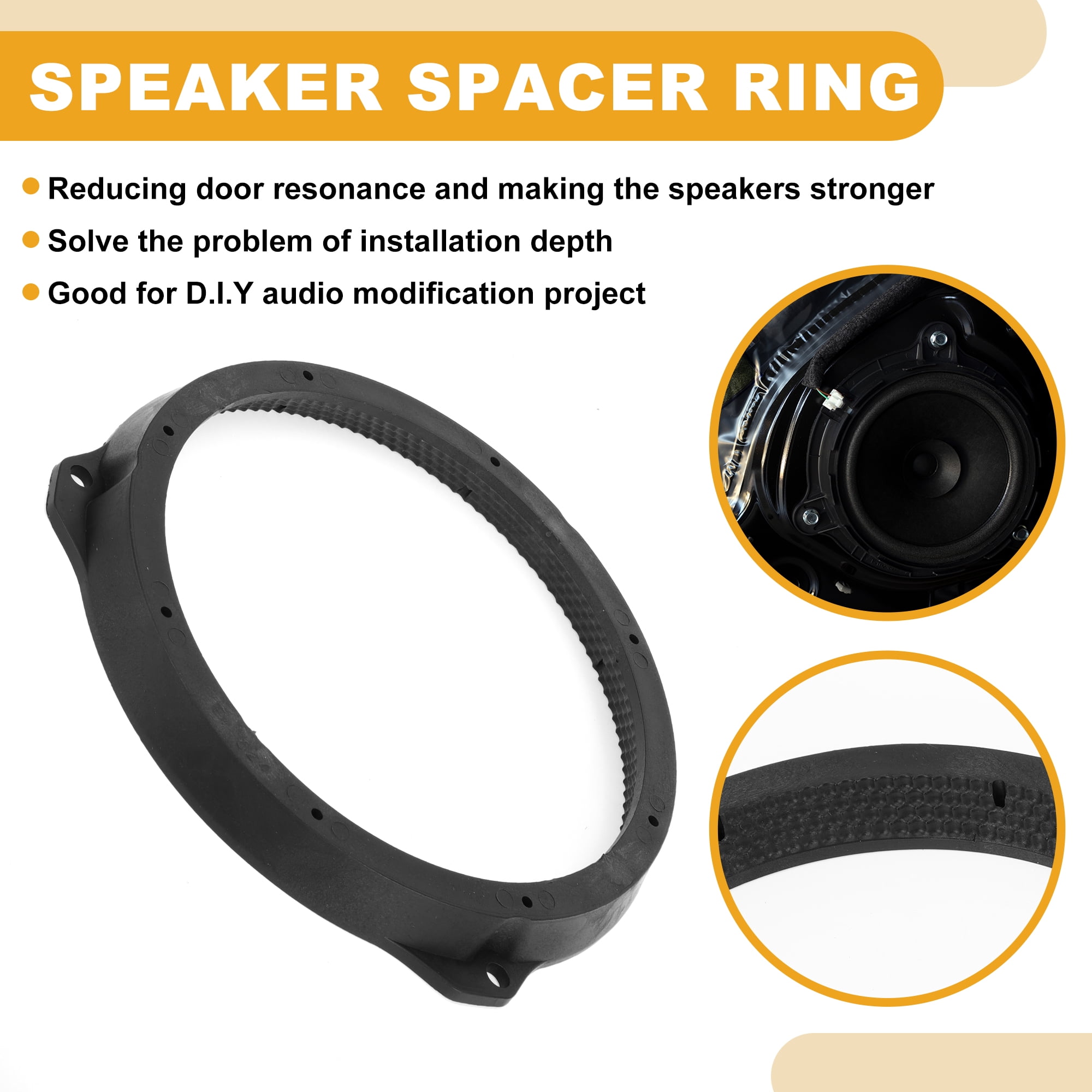 Unique Bargains Speaker Spacer Ring Tweeter Adapter for Ford ABS Black Waterproof
