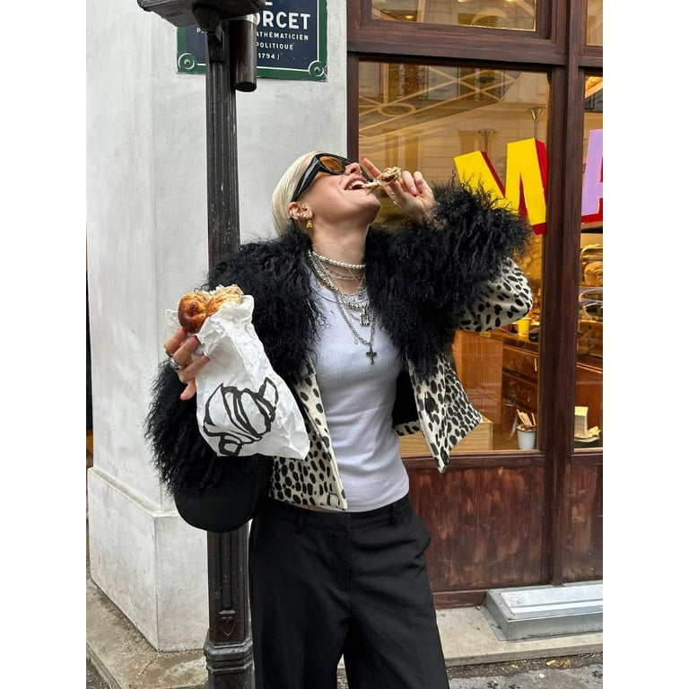 Street Elegant Leopard Patchwork Outerwear