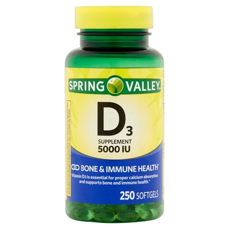 Spring Valley Vitamin D3 Softgels, 5000 IU, 250 Ct