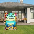 thumbnail image 3 of Jbralid Spring Garden Flag Hello Summer Beach Scene With Flowers Linen Summer Garden Flags for Outside 12x18 inch, 3 of 5