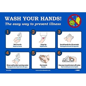 NMC WH5PBR WASH YOUR HANDS, Adhesive Sign, 10X14, REMOVABLE PS VINYL