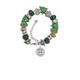 thumbnail image 2 of Silvertone Peace Sign - Round Seal Green Christmas Bead Bracelet, 2 of 4