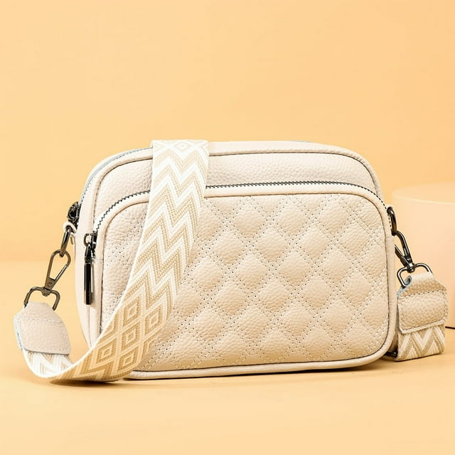 Women Crossbody Bag Color Clash PU Tote Bag Chain Simple Female Commuter Handbag
