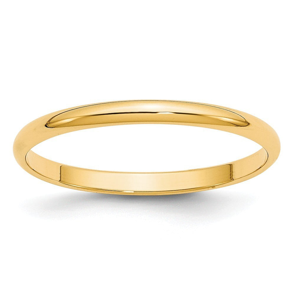 JewelryWeb - 14k Yellow Gold 2mm Ltw Half Round Band Ring - Ring Size ...
