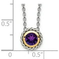 thumbnail image 4 of 14K/Silver Two-Tone Sterling Silver With 14K Accent Amethyst Slide Necklace (18 X 10) Made In Thailand qtc1586, 4 of 6