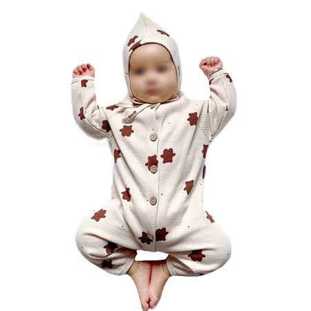 

Frontwalk Infant Loose Cartoon Print Jumpsuit Crew Neck 2Pcs Bodysuit Long Sleeve Party Romper Beige 73