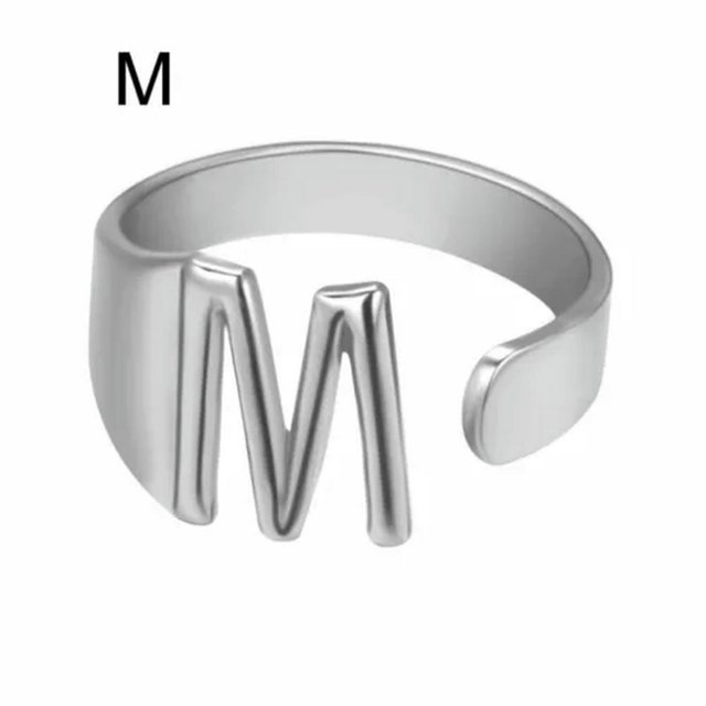 CUITING Fashion Adjustable Initial Alphabet Letter A-Z Ring Finger Rings Women Jewellery-Silver C