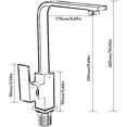 thumbnail image 2 of Rewera Grifo moderno para fregadero de cocina de una sola pieza de latón macizo pulido con una sola palanca, negro pulido, grifo mezclador para lavabo frío y caliente, 2 of 5