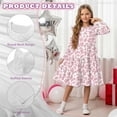 thumbnail image 5 of FKELYI Pink Cow Print Toddler Girl Long Sleeve Dresses Breathable A-Line Ruffle Trim Dress Soft Fall Outfits for Girls Patchwork Dresses, 7-8 Y, 5 of 6