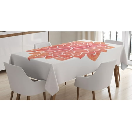 

Floral Tablecloth Lotus Flower Illustration Japanese East Asian Blossom Meditation Art Rectangular Table Cover for Dining Room Kitchen 60 X 90 Coral White and Salmon by Ambesonne