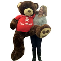 Giant 5 Foot Valentine's Day Teddy Bear Soft Brown 60 Inch, Wears Removable T-shirt I LOVE YOU THIS MUCH