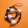 thumbnail image 1 of 1pc New Design Halloween Ghost Boo Black Bead Mobile Phone Lanyard, Wrist Strap, Boo Halloween Backpack Decorations, Mobile Phone Hanging Rope, Cell Phone Anti Loss Rope., 1 of 5