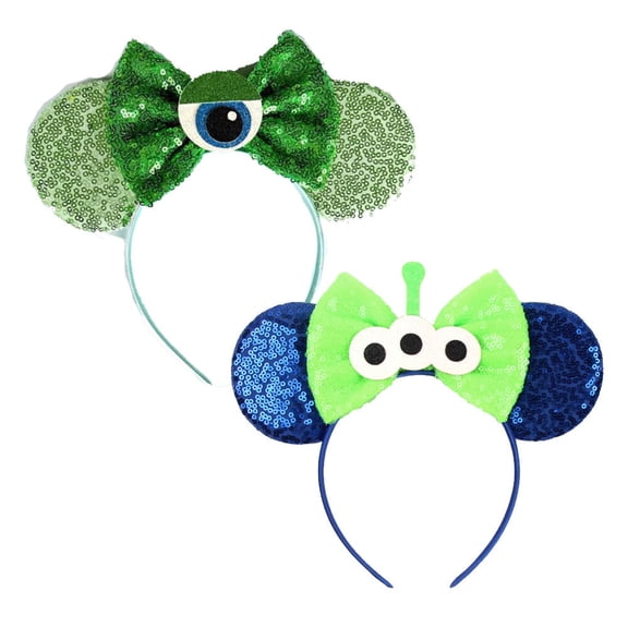 2PCS/Set Monsters Mouse Ears Bow Headbands, Hairband Costume for Girls & Women
