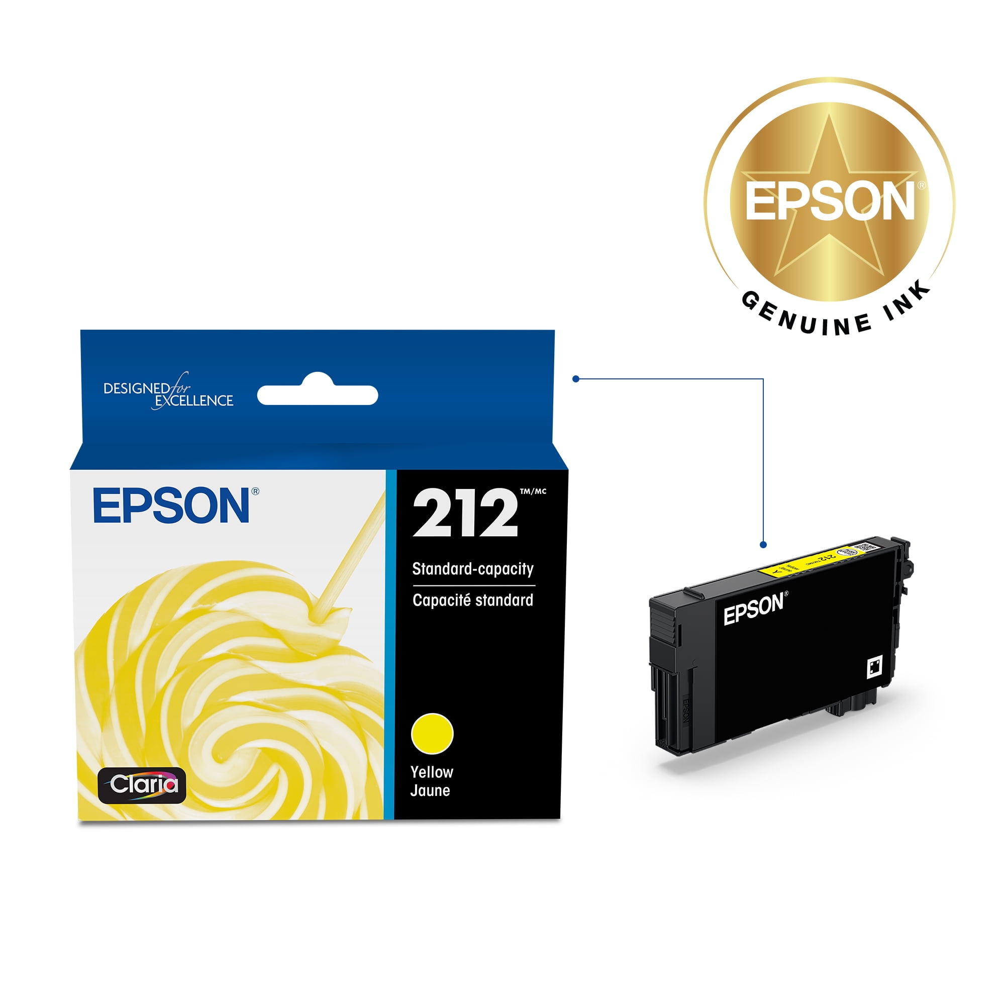 EPSON 212 Claria Ink Standard Capacity Yellow Cartridge (T212420-S) Works with WorkForce WF-2830, WF-2850, Expression XP-4100, XP-4105