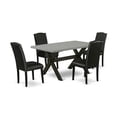 thumbnail image 6 of East West Furniture X696EN169-5 5-Pc Dining Room Table Set - 4 Kitchen Chairs and 1 Modern Cement Kitchen Dining Table Top with High Stylish Chair Back Wire Brushed Black Finish, 6 of 10