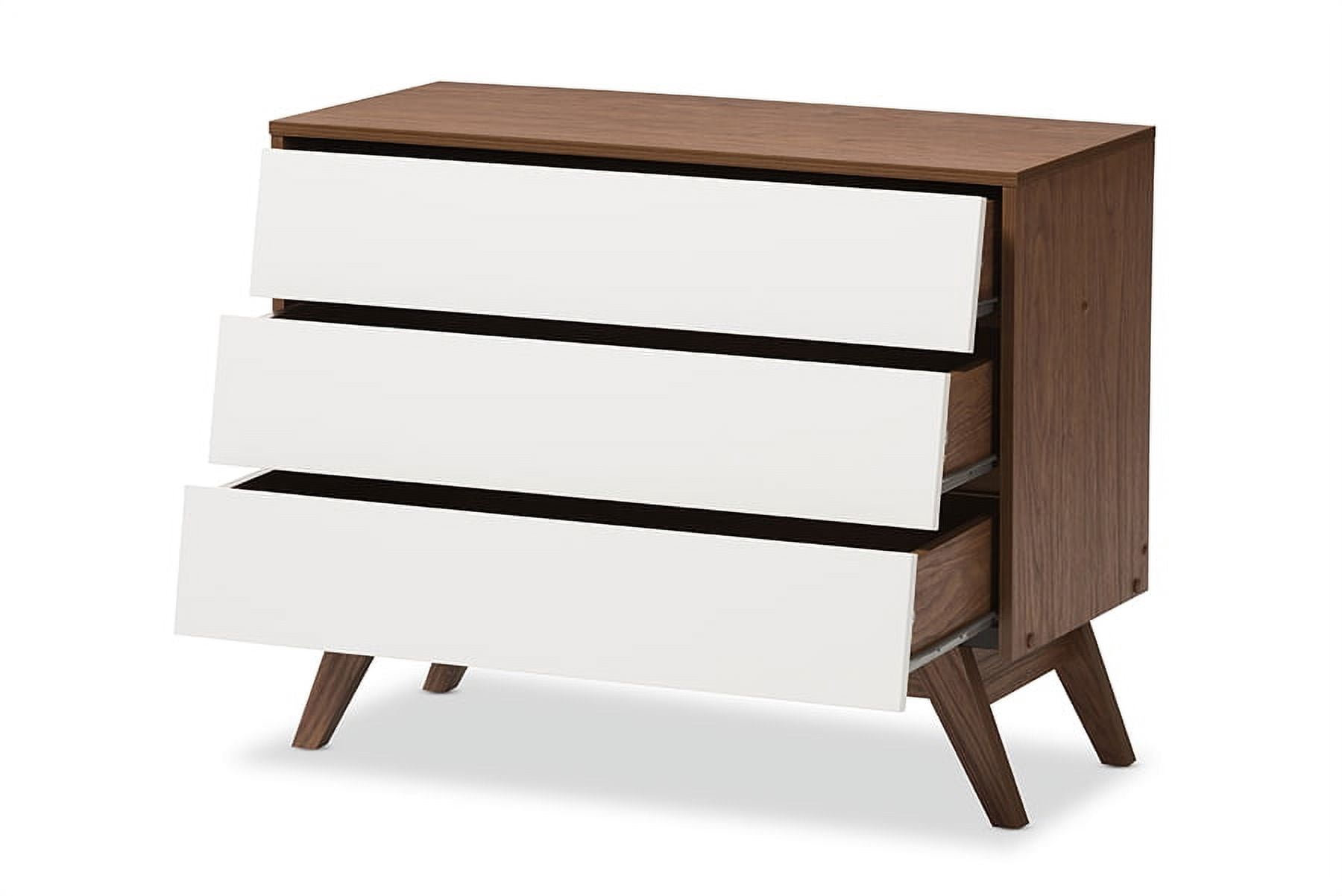 Baxton Studio Hildon Modern White and Walnut 3-Drawer Storage Chest