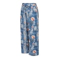 thumbnail image 5 of Blue Women's Casual Pants, Womens Daily Elastic Waist Pockets Straight Printed Color Casual Pants Loose Long Trousers,Women's Casual Pants XXL, 5 of 9
