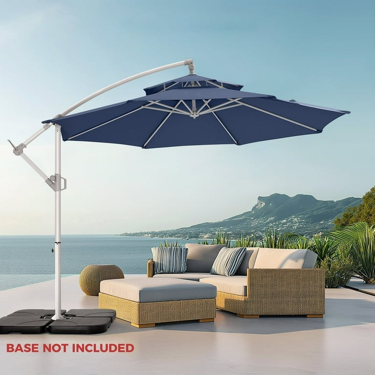 coral coast 10 ft steel offset patio umbrella 2 Tiers Offset Patio Umbrella, 10 Ft Outdoors Patio Umbrella with Better  ventilation and heat insulation, Tilt Adjustment and Crank for Pool Deck  and