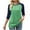 Green, variant on Summer Tops for Women 2026 Collared Women's Round Neck 3/4 Sleeve Raglan Sleeve Color Blocked T-shirt Top Watermelon Red XL