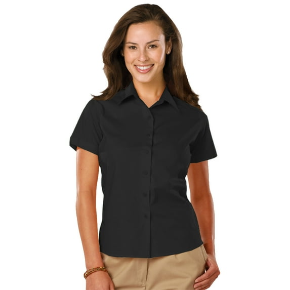 BlueGeneration Ladies Easy Care Stretch Ss Poplin - Black Extra Small Solid