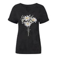 thumbnail image 4 of Bainana Casual Short Sleeve T Shirt Women With Flower Print V Neck Design Tops Comfortable Breathable Ladies Everyday Summer Basic Tee Dark Gray Size S, 4 of 4