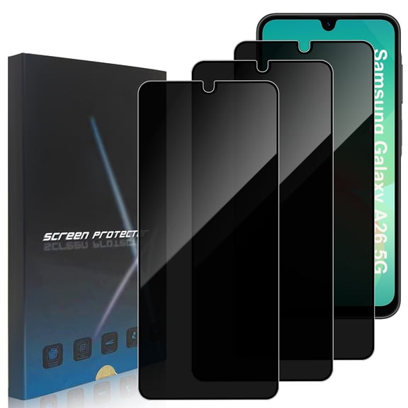 ZYQEEE Privacy Screen Protector Tempered Glass for Samsung Galaxy A26 5G,Scratch Resistant Protective Film,Easy Installation