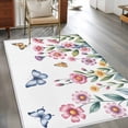 thumbnail image 3 of Pink Flowers Area Rugs Collection 4'x6', Spring Floral Butterfly Leaves Plants Pastoral Non Slip Indoor Rectangle Throw Runner Rug Floor Mat Carpet for Living Room Dining Table Bedroom Nursery, 3 of 9
