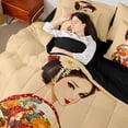thumbnail image 5 of Manfei Traditional Geisha Bedding Comforter Set for Teens, Floral Kimono Queen Bedding Sets, Multicolor Beige, Black Reversible 7pcs, 5 of 6