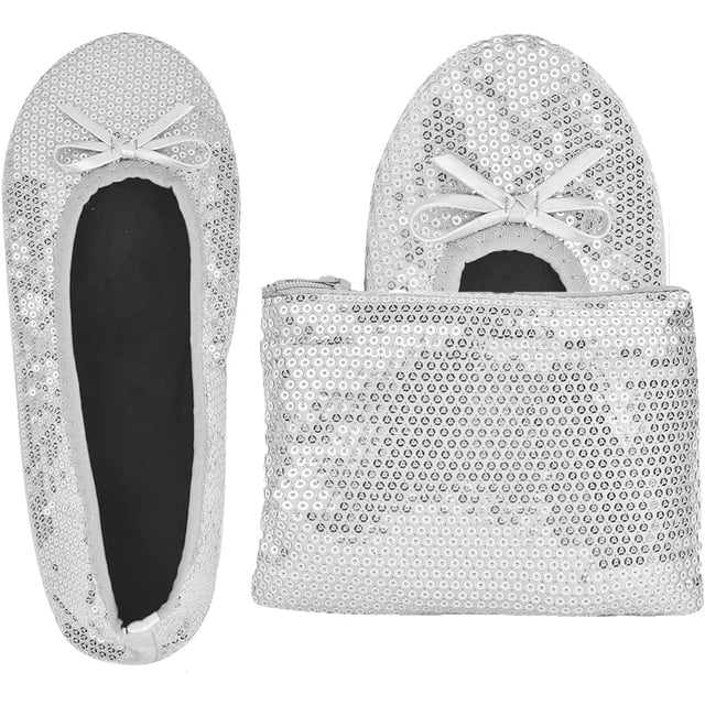Women's Portable Foldable Ballet Flats Shoes Roll Up Slippers for Travel Wedding