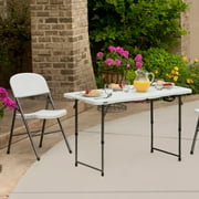 Lifetime 4 Foot Fold-in-Half Adjustable Height Table, Indoor/Outdoor Essential, White (80509)