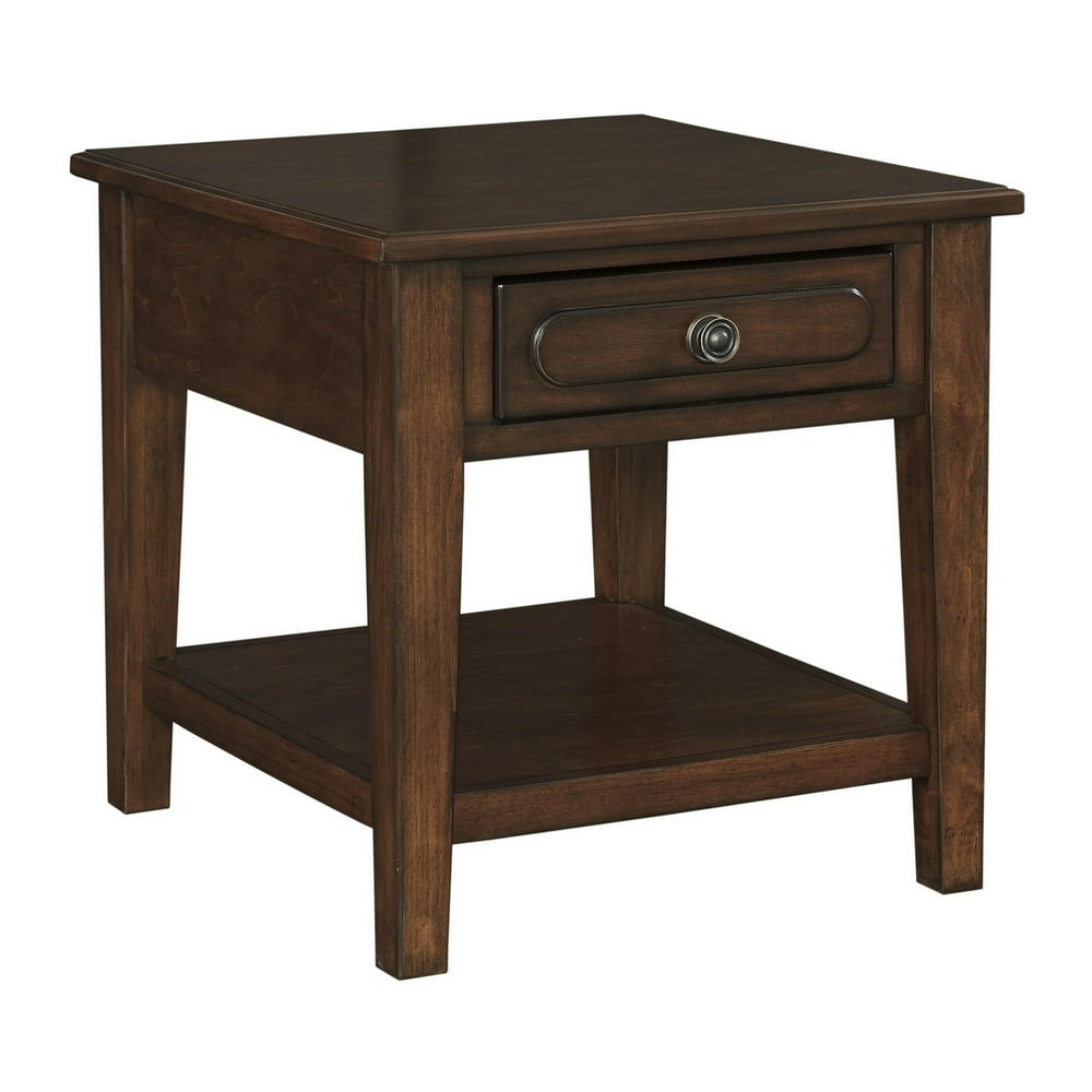 Wooden End Table with 1 Drawer and 1 Open Bottom Shelf, Brown - Walmart