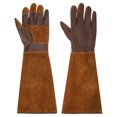 thumbnail image 1 of Guantes de jardinería largos Uxcell, guante de poda de rosas de cuero de vaca a prueba de espinas marrón L, 1 of 5