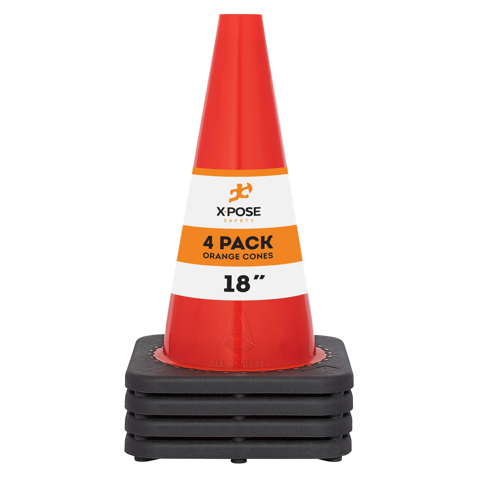 18 Inch Orange Traffic Cones, 4pack Multipurpose PVC Plastic Safety