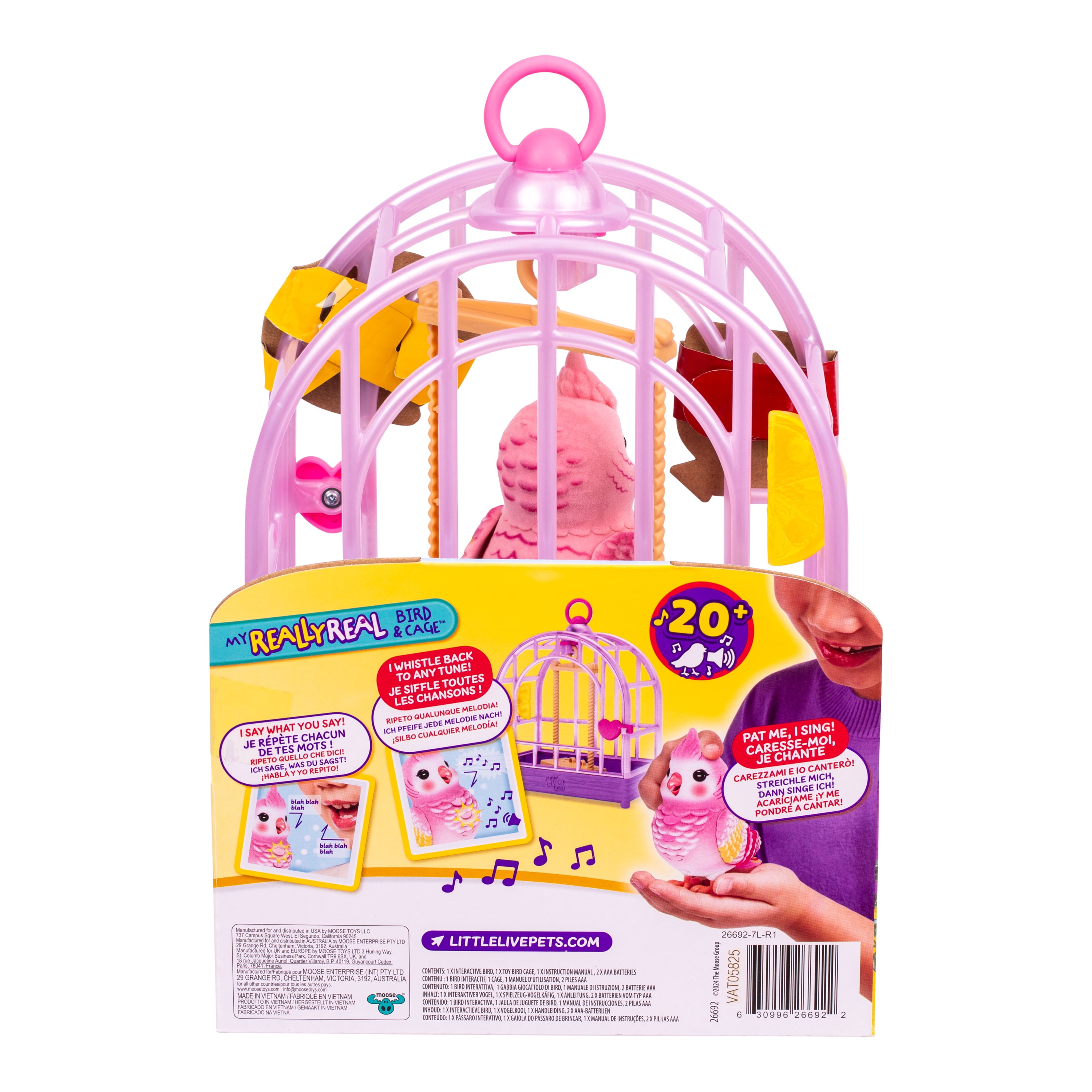 Little Live Pets - Lil' Bird & Bird Cage Rosie, 20 + Sounds, and Reacts to Touch, Ages 5+