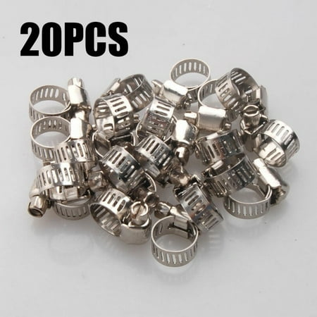 

20Pcs 1/2 -3/4 Adjustable Stainless Steel Drive Hose Clamps Fuel Line Worm Clip