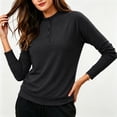 thumbnail image 2 of Ke1Clo Womens High Neck Pullover Casual Long Sleeve Solid Color Slim Fit Knit Tops Button Down Stretchy Fall Winter Travel Tunic Tshirt Black XXXL, 2 of 7