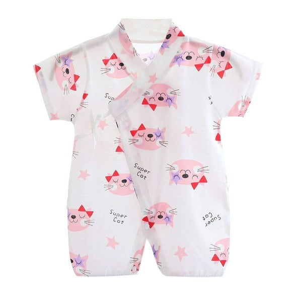 EnJoCho Outfits for Baby Baby Girls Boys Cotton Summer Cartoon Short Sleeve Print Romper Bodysuit Clothes Trendy Bodysuit for Little Baby Toddler Kids