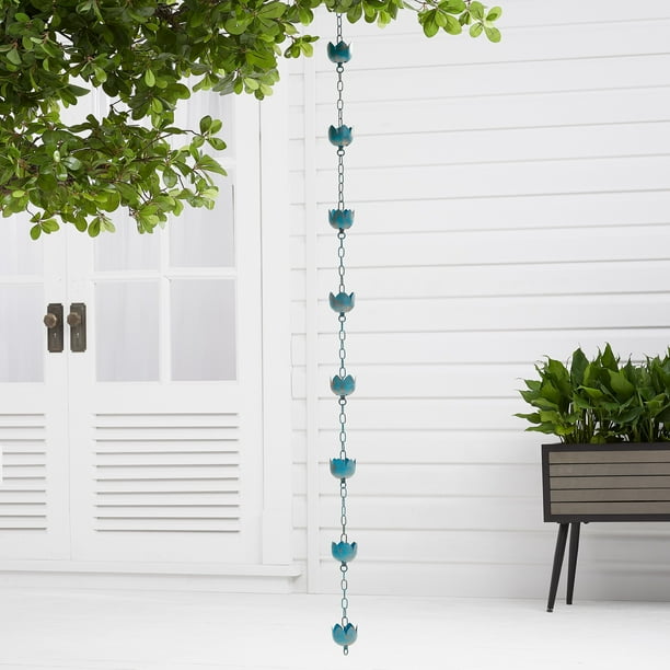 Better Homes & Gardens Patina Lotus Flower Metal Hanging Rain Chime