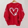 thumbnail image 5 of SYMOID Womens Pet Lover Sweatshirt - Red Heart Paw Print Graphic, Casual Loose Fit Crew Neck, 100% Polyester Cute Animal Themed Easy Care Top,Size L, 5 of 6