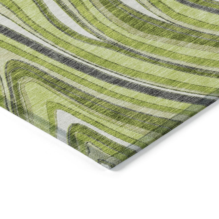 5' X 8' Lime Green And Charcoal Abstract Washable Indoor Outdoor