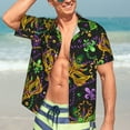 thumbnail image 4 of Uemuo Mardi Gras Surface Printed Regular Fit Short Sleeve Casual Hawaiian Shirt for Men,Aloha shirt,Tropical shirt,Floral print shirt,Vacation Beach shirt-Small, 4 of 9