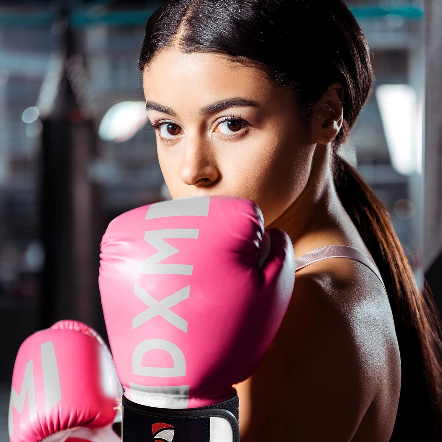 DXM SPORTS Boxing Gloves for Men & Women - Pink & White, 10oz