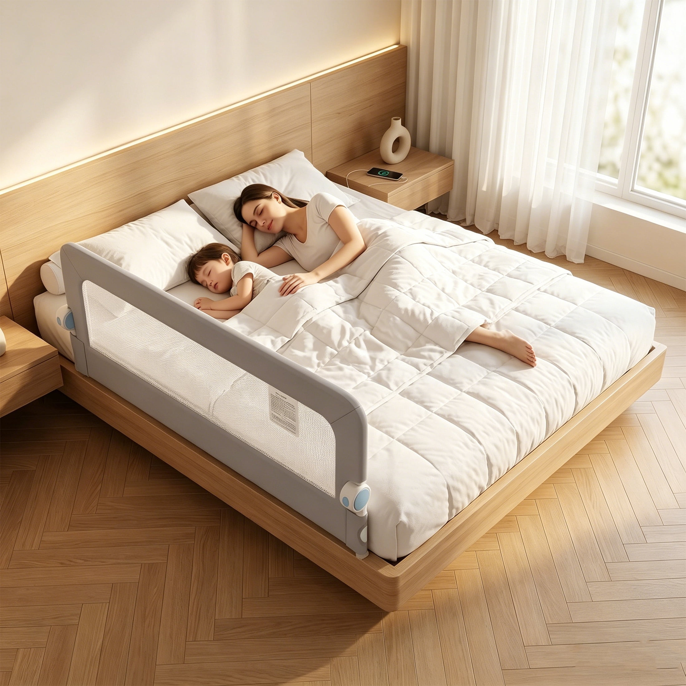 Haelhorneger Bed Rails for Toddlers, Baby Bed Rail Guard Foldable Toddler Bed Rail (Gray, 1.1m Sizes)