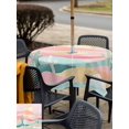 thumbnail image 6 of Square Outdoor Tablecloth with Umbrella Hole South West Boho Outside Table Cloth Waterproof Patio Table Cover Abstract Pink Gold Mountains Cactus Zipper Tablecloths for Picnic Camping 54x54 Inch, 6 of 8