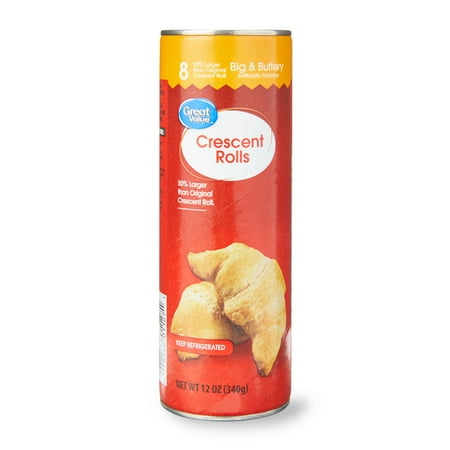 Great Value Big & Buttery Crescent Rolls, Regular Size, Baked, 8 Count