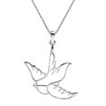 thumbnail image 1 of Cut-Out Sparrow Bird Outline .925 Sterling Silver Pendant Necklace, 1 of 5