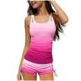 thumbnail image 6 of Cethrio Girls Tankini Swimsuits with Built in Bras, Quick-drying Vacation 2 Piece Summer Kids Bathing Suits Hot Pink Size 11-12 T, 6 of 7