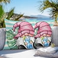 thumbnail image 2 of Outdoor Waterproof Pillow Covers Pack of 2, Summer Palm Leaf Gnome Water Green Stripes Decorative Throw Pillowcases Cushion Covers for Garden Patio Tent Sofa Couch, 24x24 inch, 2 of 8