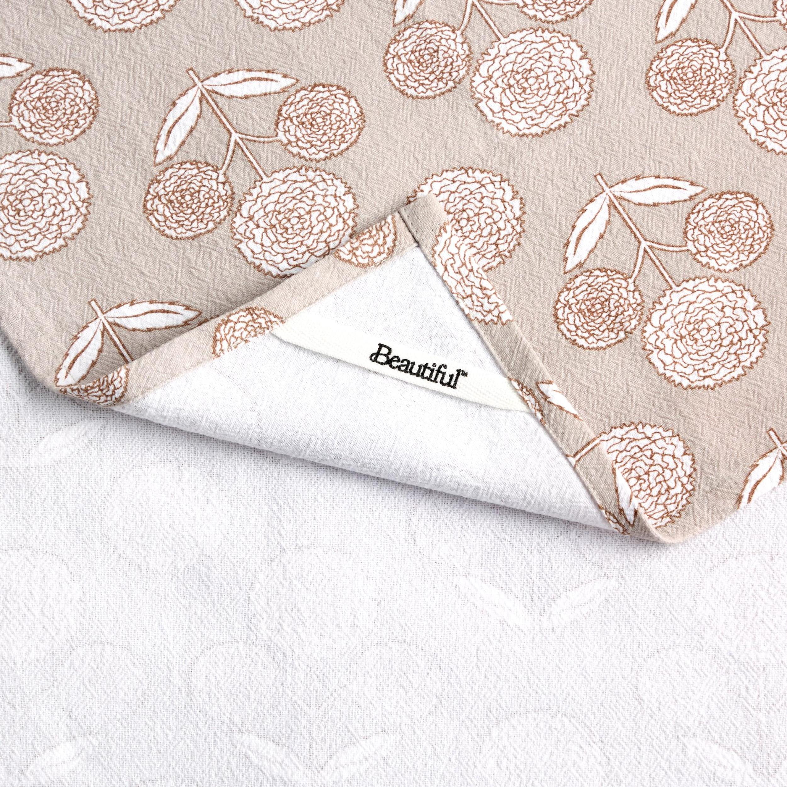 Beautiful 4-Piece Kitchen Towel Set, Brown by Drew Barrymore