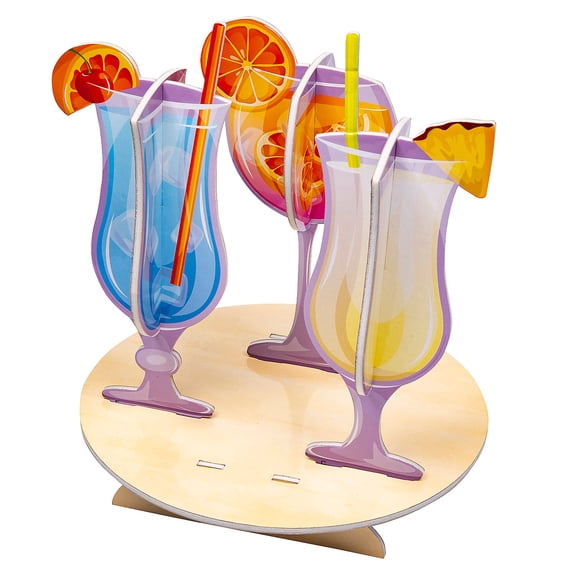 Fun Express 9 3/4" x 11 1/2" Summer Cocktail Party Wine & Hurricane Glasses Centerpiece